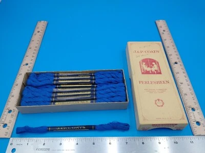 Vintage J&P Coats Embroidery Floss #8 Full 24 Skeins/20yds #366 China Blue #Z897 - Image 1 of 4