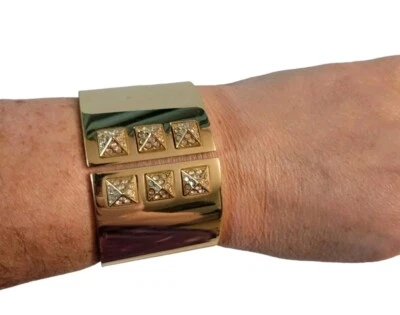 Victoria Secret Studded Crystal Goldtone Hinged Bracelet Goldtone  - Image 1 of 4