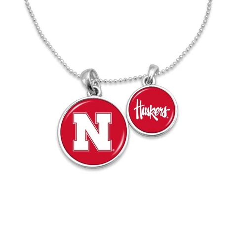 New Nebraska Cornhuskers Silver 2 Charm Necklace, Gift for Her Mom Cover