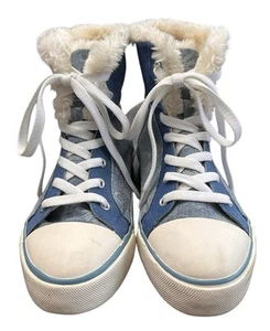 UGG Warm Sneakers Color Blue Lace Up Fur Lined Women's Size 6.5 - Picture 1 of 8