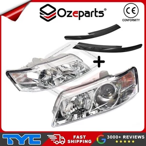 Pair LH+RH Head Light Lamp Chrome + Eyelids For Holden Adventra VY 2003~2006 - Picture 1 of 6