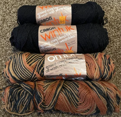 Lote de 4 Hilos Caron Wintuk - 2 Negros - 2 Tierra - Orlon/Acrílico Foto 1 de 4