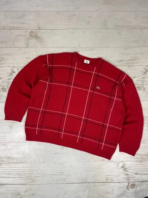 Suéter de Lana Lacoste Vintage Tejido a Rayas Talla 3XL Hombre Rojo Foto 1 de 4
