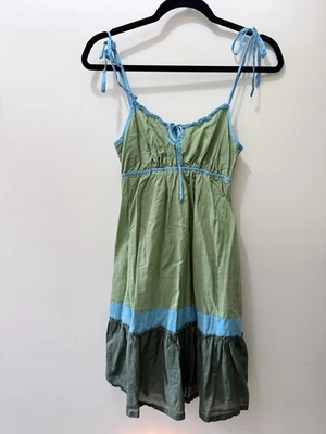 Y2K De Colección American Eagle Bebé Muñeca Sol Vestido Verde Azulado Pradera Preppy Prep 2 XS Foto 1 de 4