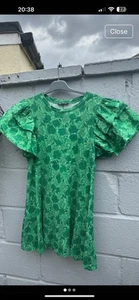 Zara Green Mini Ruffle Sleeve Dress Sz 8/10 New - Picture 1 of 3