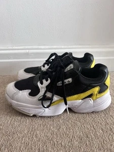 Adidas Originals Falcon Womens Black White Yellow Trainers UK Size 5.5 - Picture 1 of 6