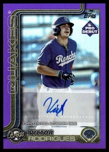 2025 Topps Pro Debut Victor Rodrigues PURPLE FOIL AUTO /299 #PD-66 - Picture 1 of 2