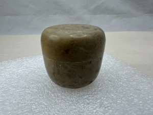 Miniature Stone Trinket Box Jewelry Beige Speckled Round Unique - Handmade w/Lid - Picture 1 of 8