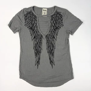 Vocal Angel Graphic Top Damen Größe M Leiterausschnitt Steinverzierung schwarz - Bild 1 von 7