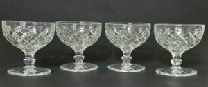 Set of 4 Glass Crystal Sundae Sorbet Footed Dessert Cups Diamond Design VGC - Picture 1 of 6