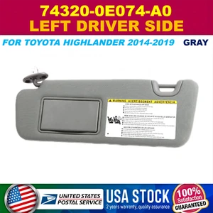 Sun Visor Left Driver Side W/ Light Flaxen/Gray LH For Toyota Highlander 14-19 - Picture 1 of 12
