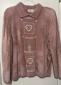 Suéter de felpa rosa para mujer ALFRED DUNNER talla 1X - Imagen 1 de 1