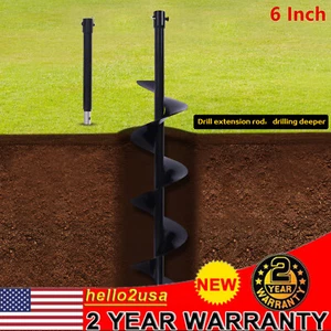 6" Earth Auger Drill Bit for Post Holes Replacement Earth Digger Planting Drill - Picture 1 of 11