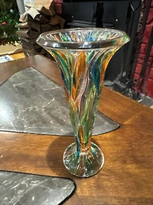 Vintage Due Zeta Veneziq Murano Regenbogen Vase - Bild 1 von 10
