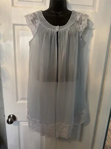 Vintage Sheer Robe Blue Lace No Tag EST Medium Sabrina Carpenter Style Chiffon - Picture 1 of 5
