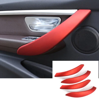 4x Tapicería de panel de manija de puerta interior ABS rojo para BMW Serie 3 4 F30 F34 3GT 2013-19 Foto 1 de 4