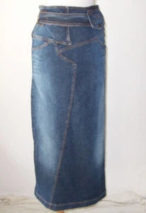 Maxi Falda Larga JUST CAVALLI Azul Denim Hebilla Cinturón 42 6 - Imagen 1 de 3