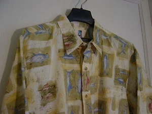 CAMISA DE HOMBRE ""KAHALA"" MANGA CORTA ESTAMPADO HAWAIANO AMARILLO, BRONCEADO, AZUL PESCADO TALLA L - Imagen 1 de 5