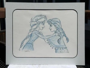 Disney Frozen Elsa & Anna Original Sketch Drawing Signed By Artist Disney World - Picture 1 of 17