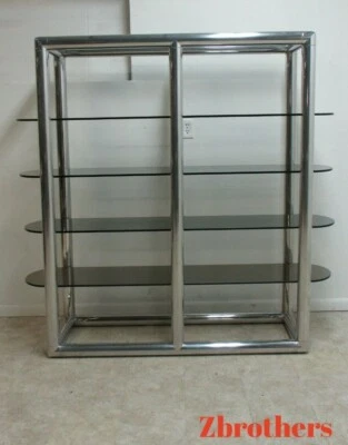 Estante de aluminio cromado tubular monumental de mediados de siglo con estante expositor vintage Foto 1 de 4