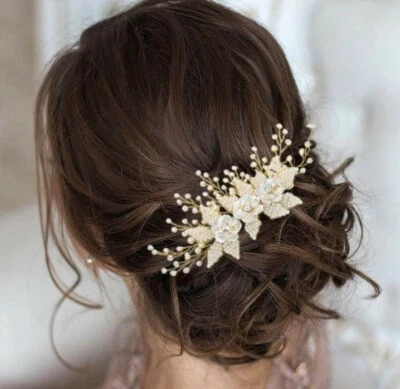 1件装新娘花珍珠梳新娘水钻花梳女式婚礼 — 第 1/4 张图片