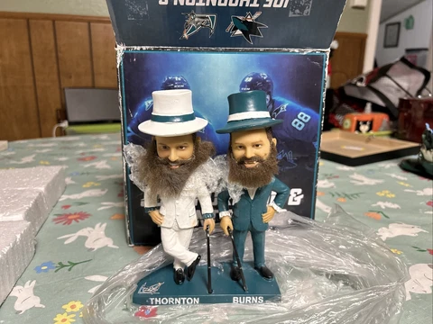 Joe Thornton and Brent Burns Tuxedo Bobbleheads Cover