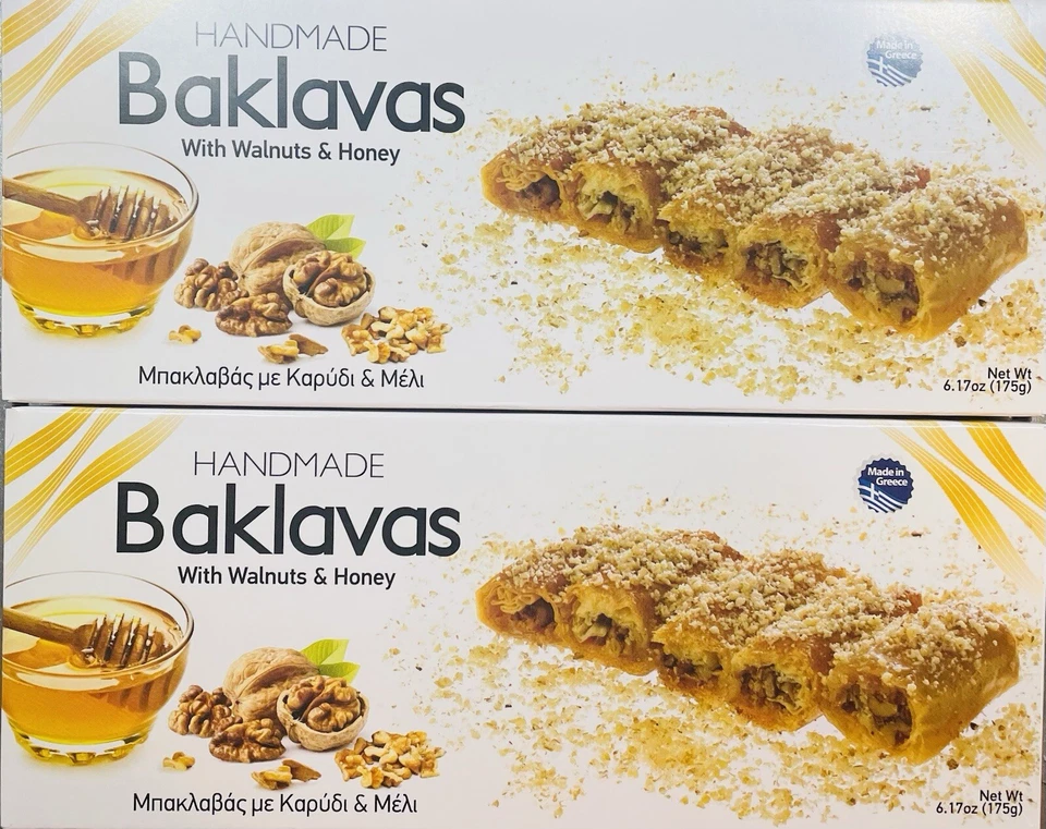 2 NEW~Handmade Baklavas with Honey & Walnuts~from Greece~2 Boxes 6.17oz - Image 1 of 2