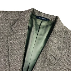 VTG Burberry Men's Wool 2-Button Blazer Black/Beige Herringbone • 40R - Picture 1 of 10