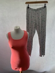 George Womens Grey Pink Sleeveless Cotton Blend Pyjamas Size 8-10 - Picture 1 of 12