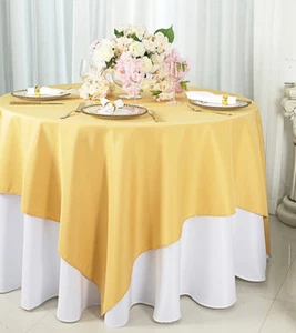 Wedding Linens Inc. 72" x 72" Square Polyester Table Overlay Toppers - Picture 1 of 27