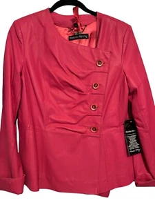 Pamela Mccoy Vintage Pink Leather Jacket Size Small - Picture 1 of 9