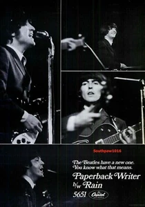 1966 The Beatles "Paperback Writer/Rain" Song Release Industry Promo Reprint Ad - Picture 1 of 1