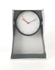 IKEA GNISSLA Table Clock 5" Black 10" Tall Stand Battery Operated New - Picture 1 of 3