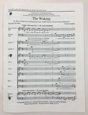 The Waking SATB Chorus Keyboard Sheet Music By Felicia Sandler ECS Publishing - Image 1 of 4