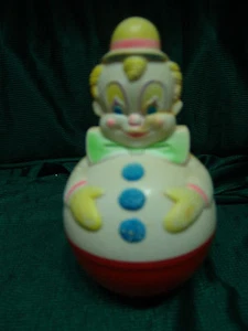VINTAGE 1977 SANITOY ROLY POLY CHIME BALL CLOWN FIGURE BABY TODDLER TOY - Picture 1 of 5