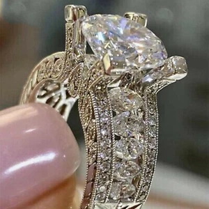 925 Silver Wedding Ring Women Cubic Zirconia Jewelry Gift Size 7  - Picture 1 of 5