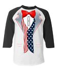 Usa Flag Tuxedo Raglan Baseball American 4Th Of July Patriot Costume Shirts