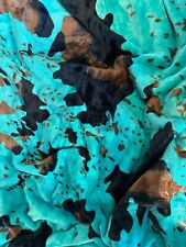 Turquoise Multicolor Cow Print King Size Super Plush Soft Blanket
