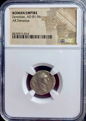 Emperor Domitian 81-96 AD Silver Denarius Genuine NGC Ancient Roman Coin Nice - Image 1 of 4