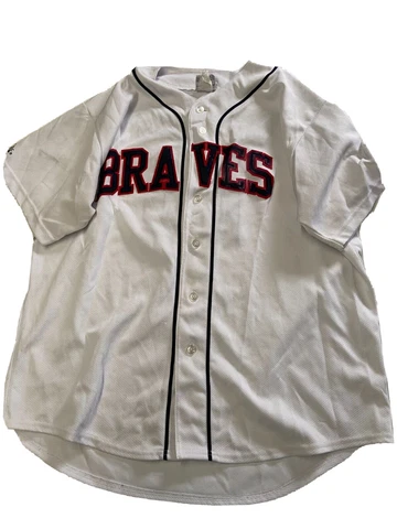 Mens MAJESTIC White Vintage Atlanta Braves Chipper C. Jones Jersey Sz XL Cover