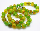 Natural 10mm Green Multi-Color Chalcedony Round Beads Gemstone Necklaces 14-36''