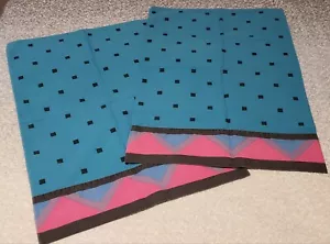 Vintage Westpoint Stevens Pillowcase Set Standard USA 80's 90's Retro Geometric - Picture 1 of 7