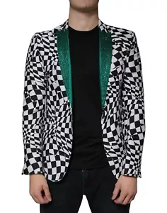 John Richmond Negro Blanco de Cuadros Cristal Botonadura Sencilla Hombre Blazer - Imagen 1 de 5