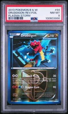 PSA 8 NM-MT Pokemon Black White Plasma Storm Druddigon Reverse Holo Foil 94/135 - Image 1 of 2