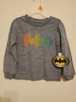 BOY'S DC BATMAN LOGO FRONT & BACK SUPERHERO LONG SLEEVE TEE SHIRT SIZE 4T NEW - Image 1 of 4
