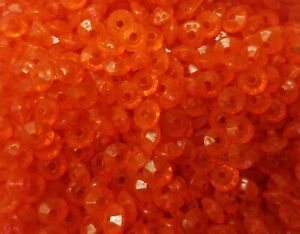 Lot 2,000 Transparent Orange 6mm Faceted Rondelle Spacer Plastic Craft Beads