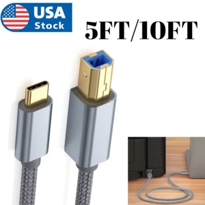 5FT/10FT USB B to USB C Printer Cable Type C Cord for Digital Piano MIDI - Picture 1 of 9