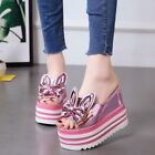 Women's Casual Wedge High Heels Slides Creepers Slippers Sandals Peep Toe Shoes