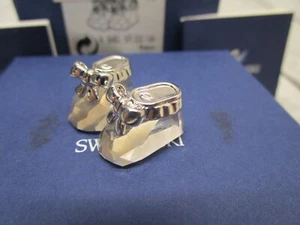 Swarovski Crystal Moments Baby Shoes MIB #626863 - Rhodium OOP - Rare - Picture 1 of 7