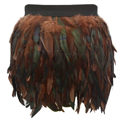 Womens Handmade Fur Skirt Fake Feathers Mini Skirts Elastic Waist Jazz Skirts - Image 1 of 4